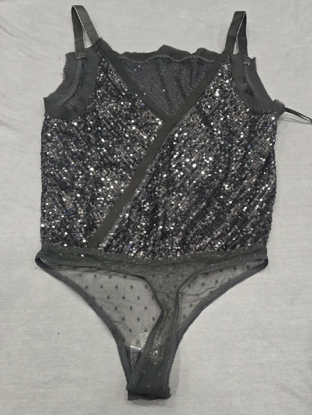 Free People Sequin Mesh Bodysuit - Black